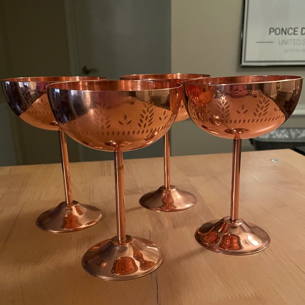 Set of 4 Copper Cocktail Glasses